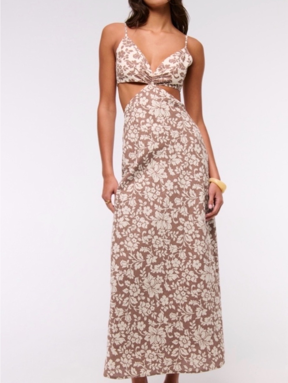 Abercrombie & Fitch Julia Brown and Cream Floral Maxi Dress